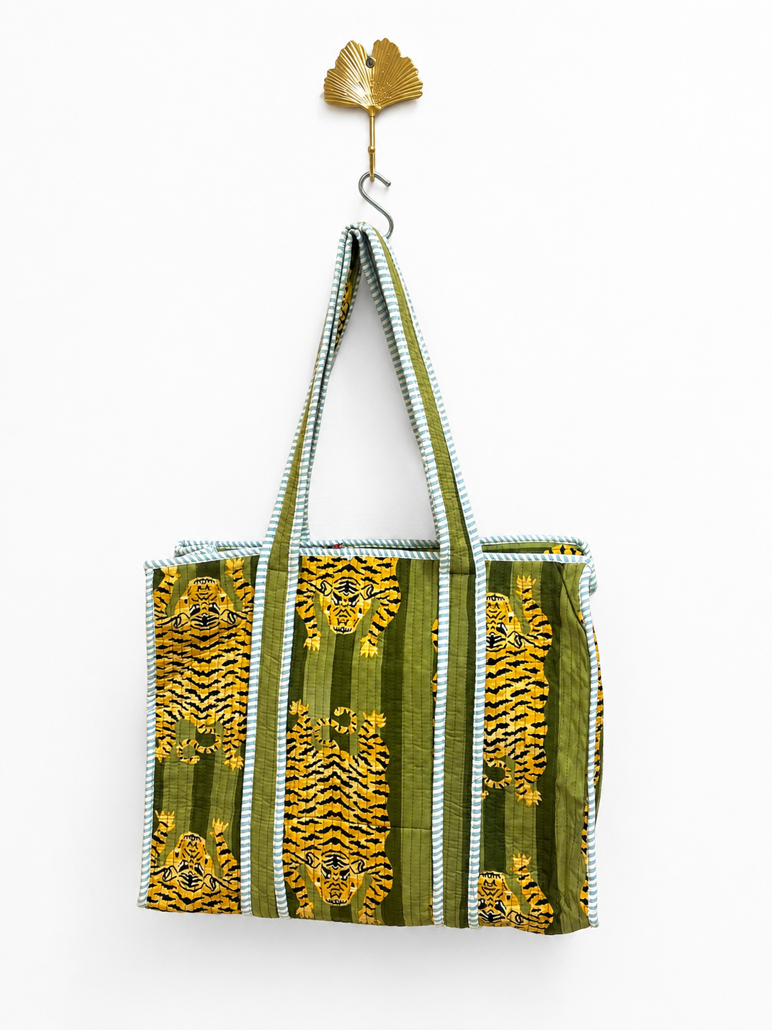 Beachbag tijger groen