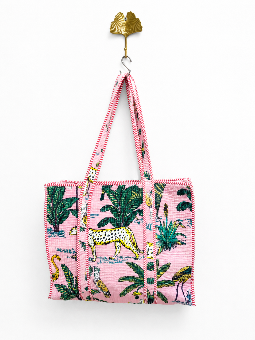 Beachbag panter roze