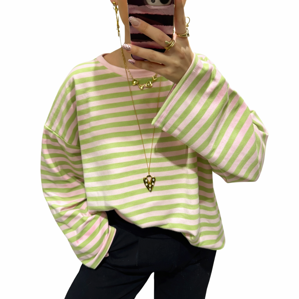 Quincy groen/roze sweater