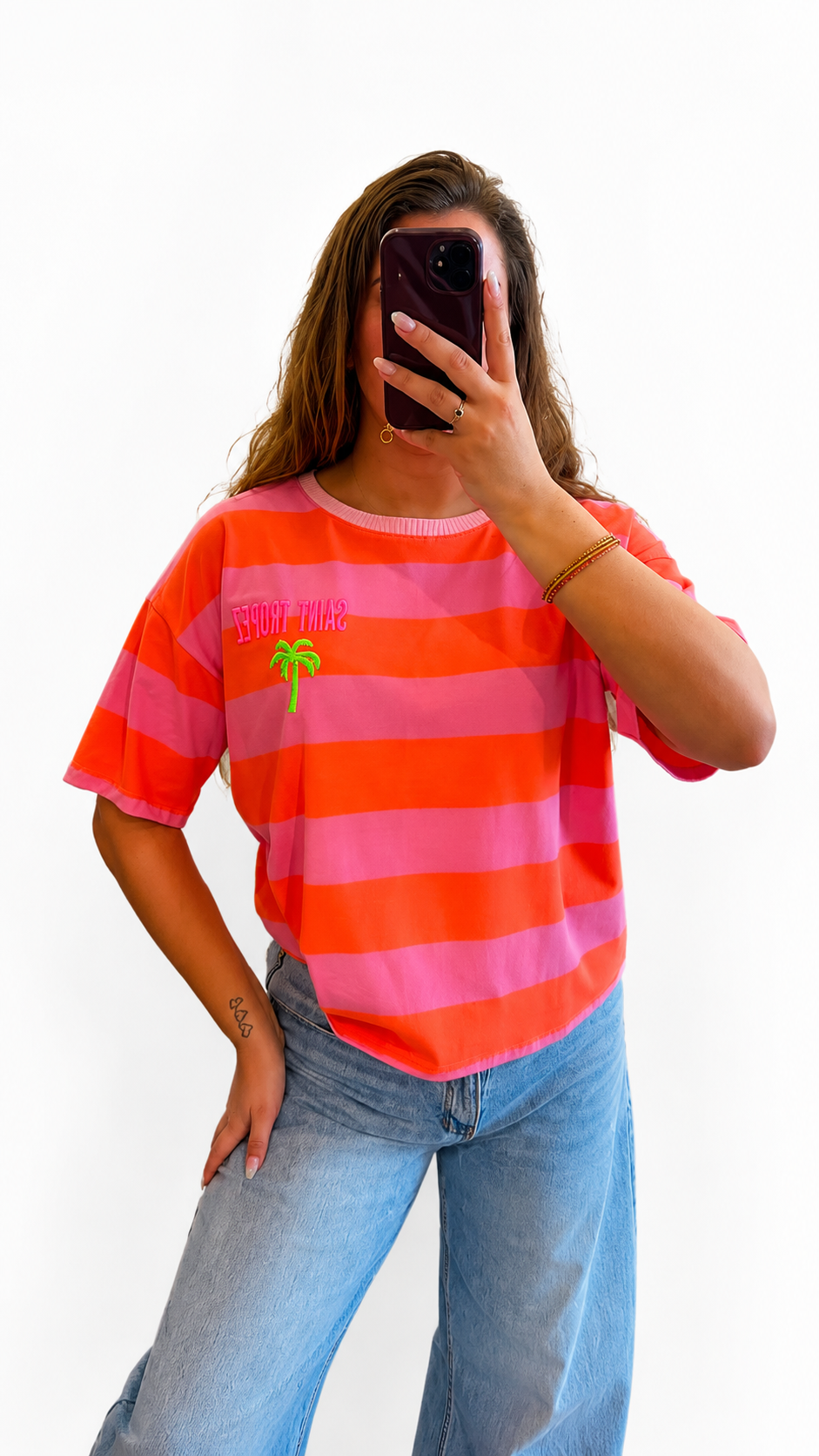 Palm shirt roze/oranje