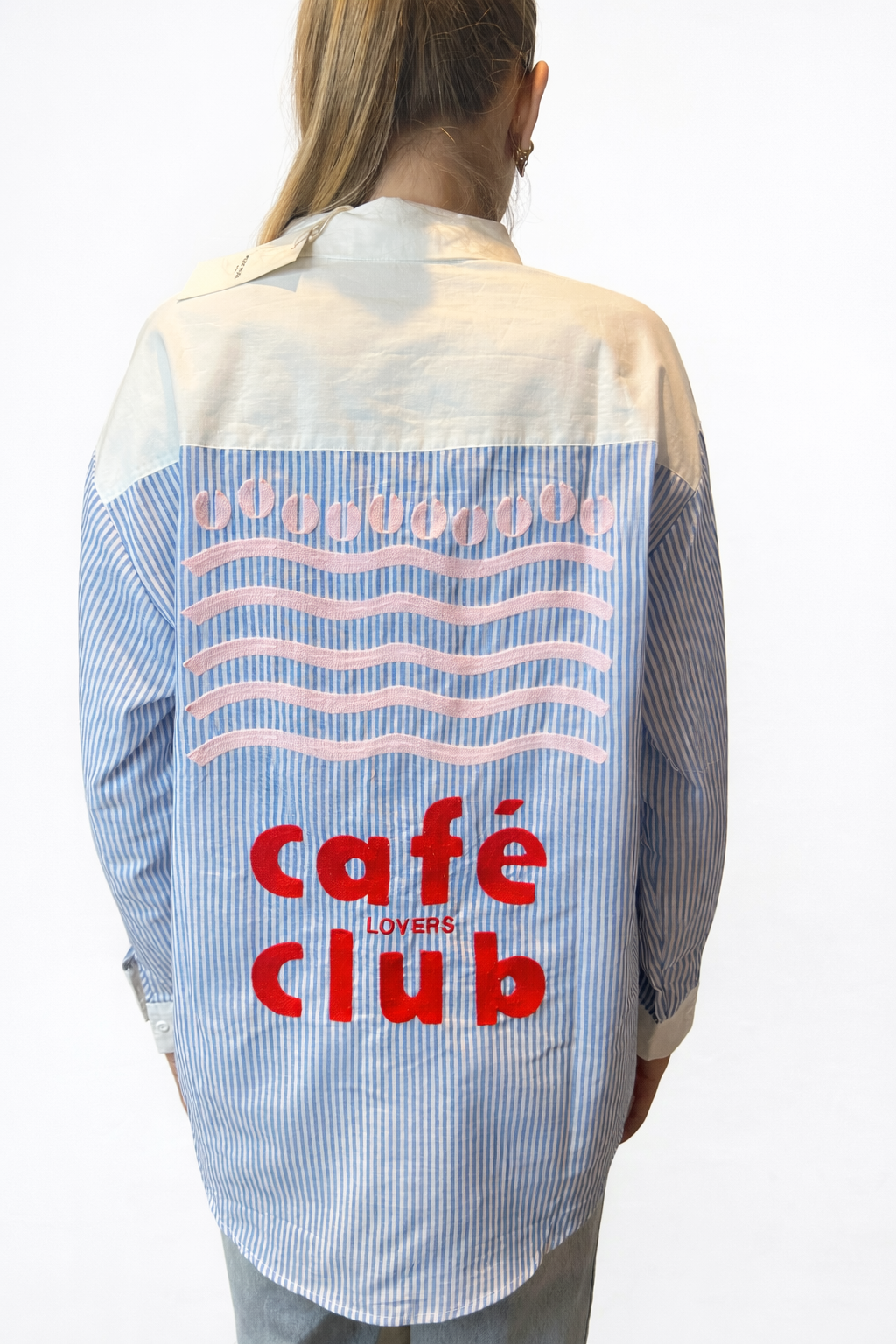 Café club blouse blauw