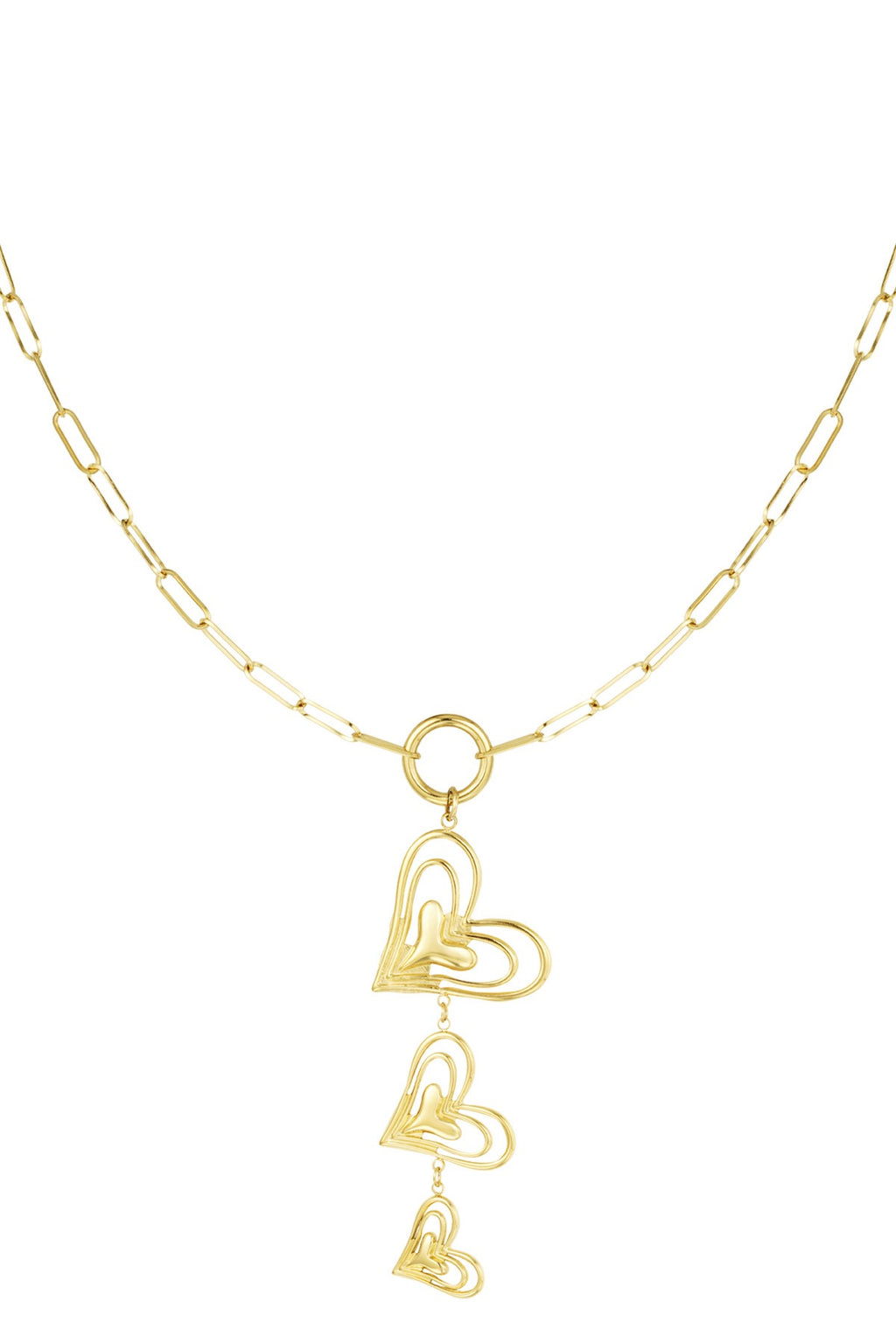 Heart trio ketting goud