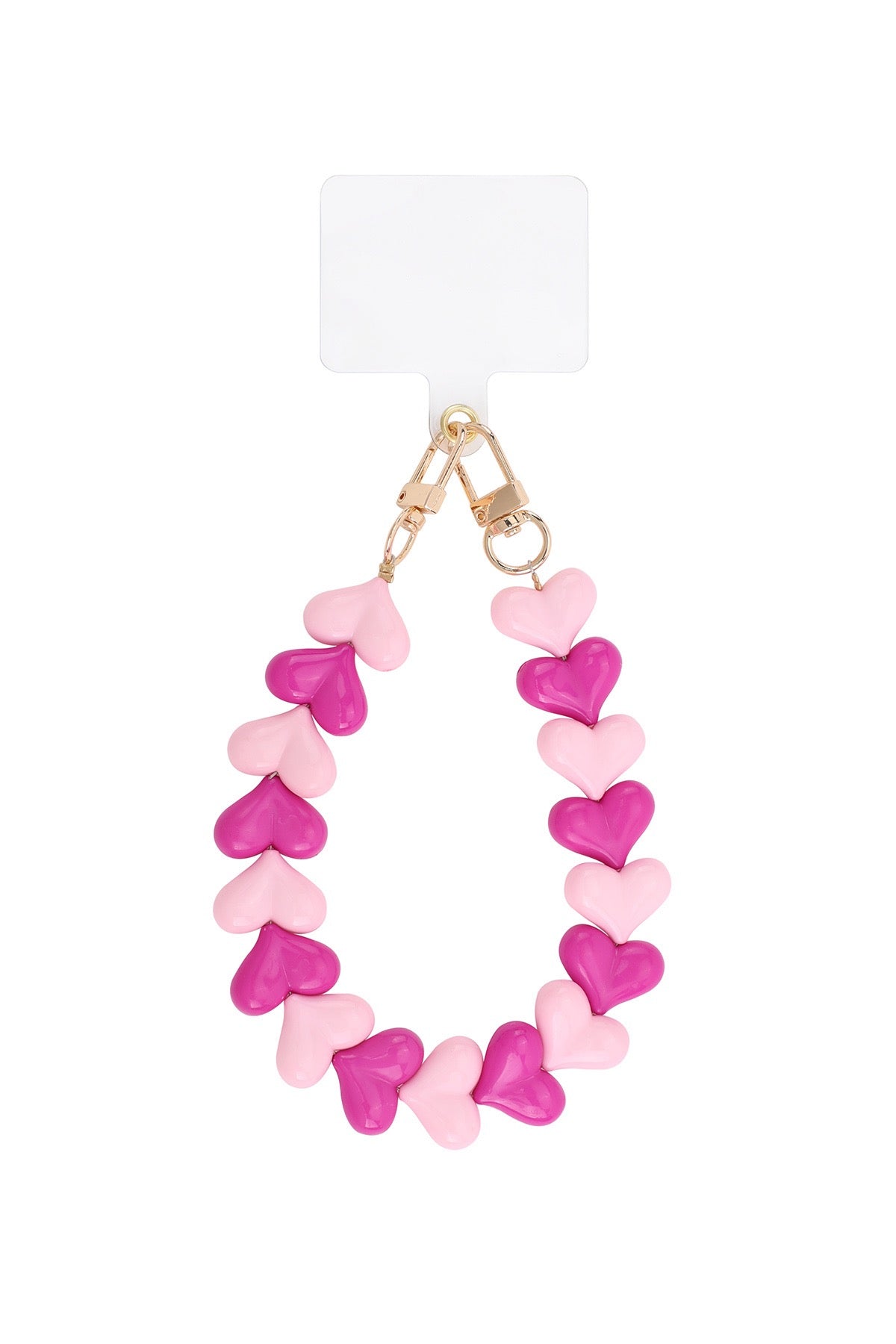Telefoonkoord roze/donkerroze hartjes