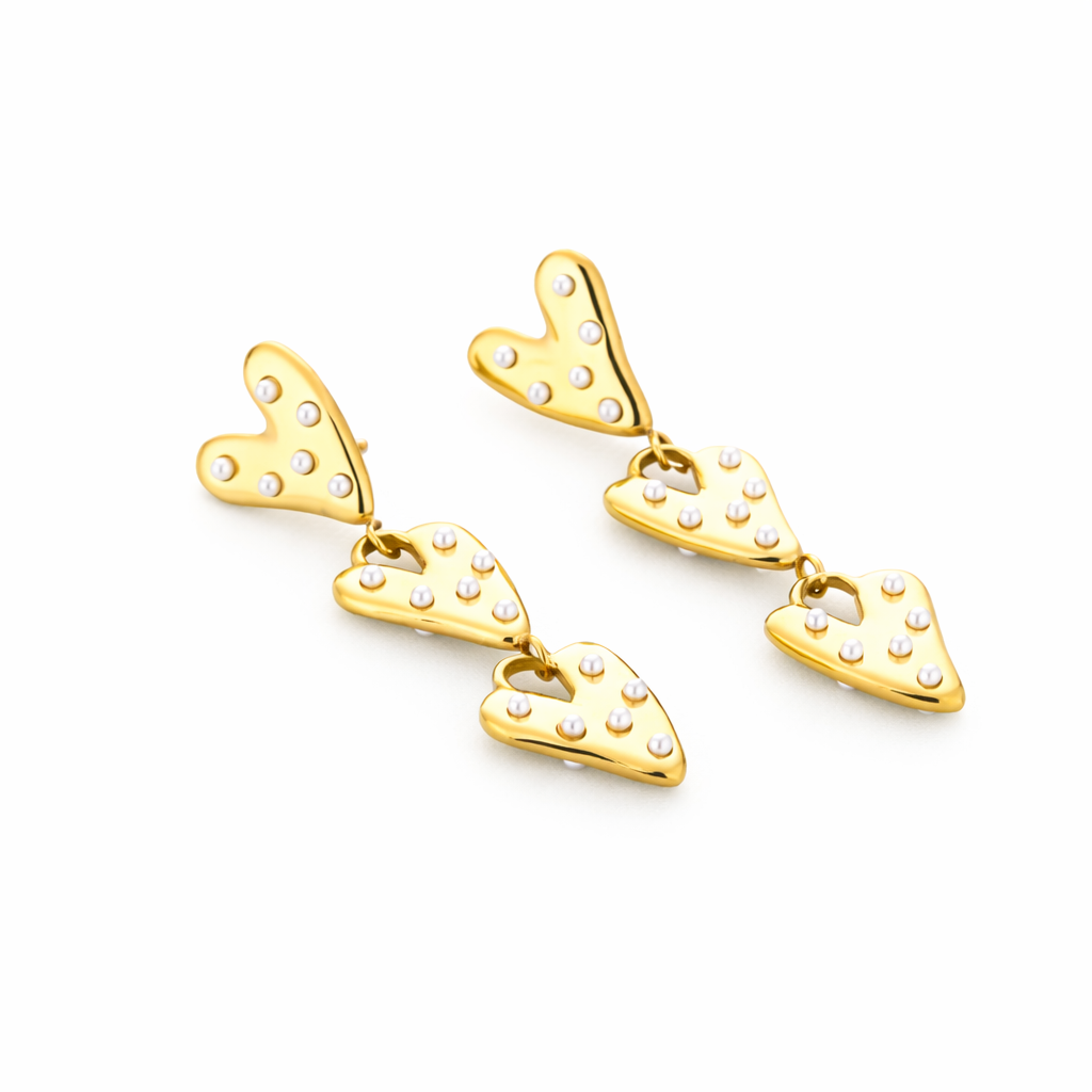 Oorbellen hart met parels