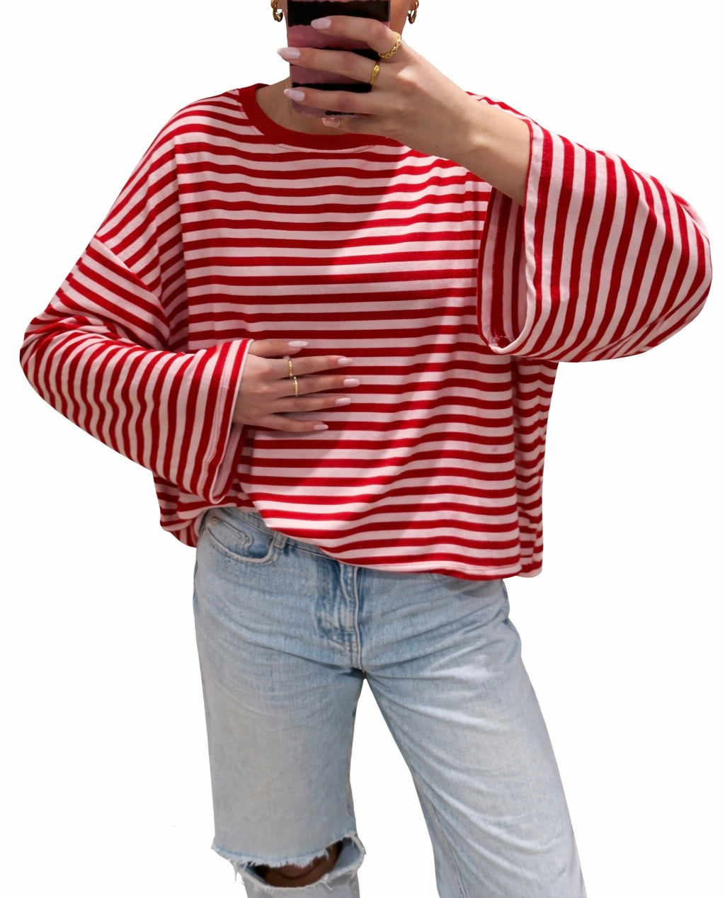 Lisa stripe longsleeve rood/roze