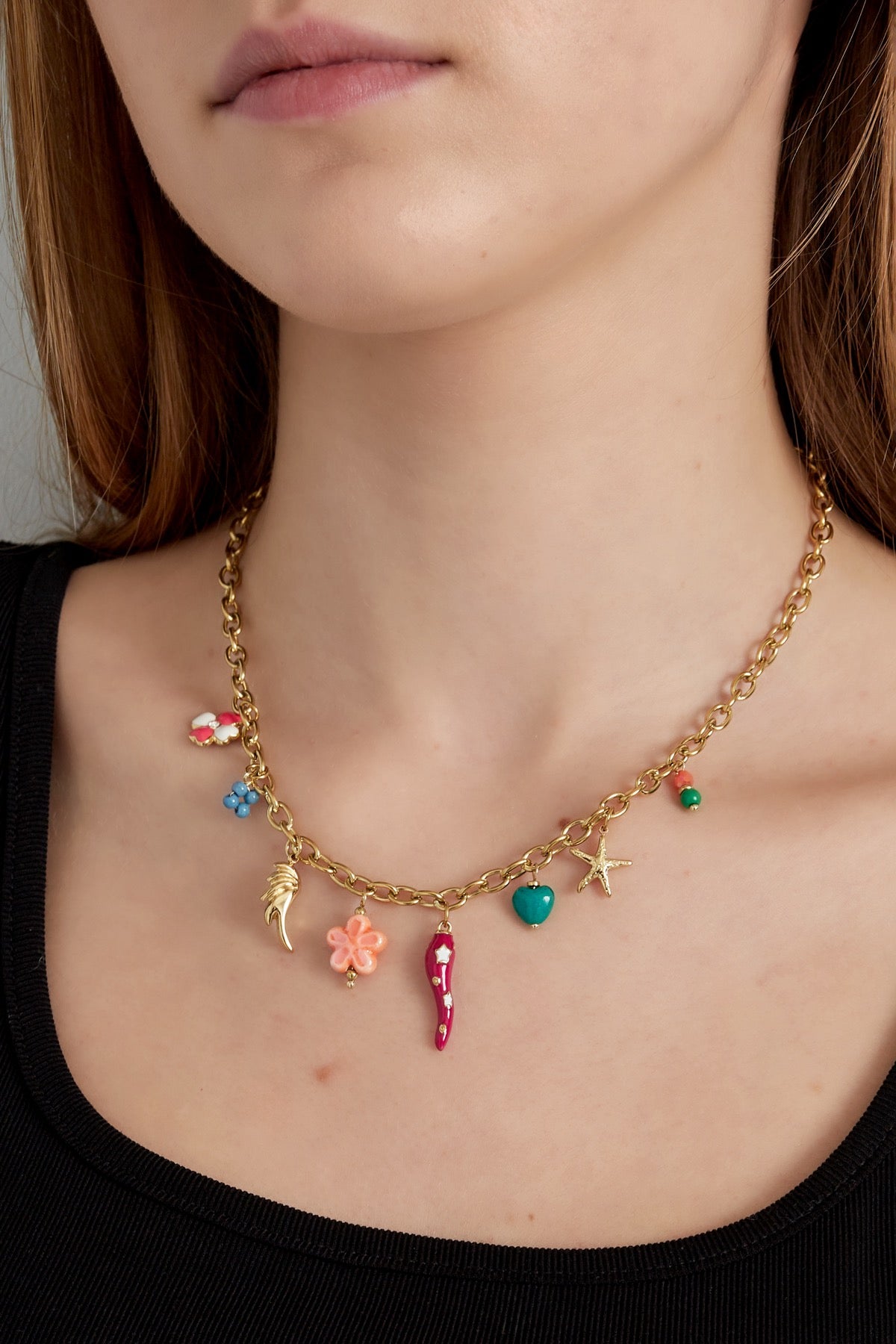 Festive beads ketting goud