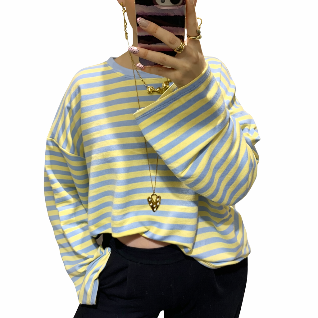 Quincy geel/blauw sweater