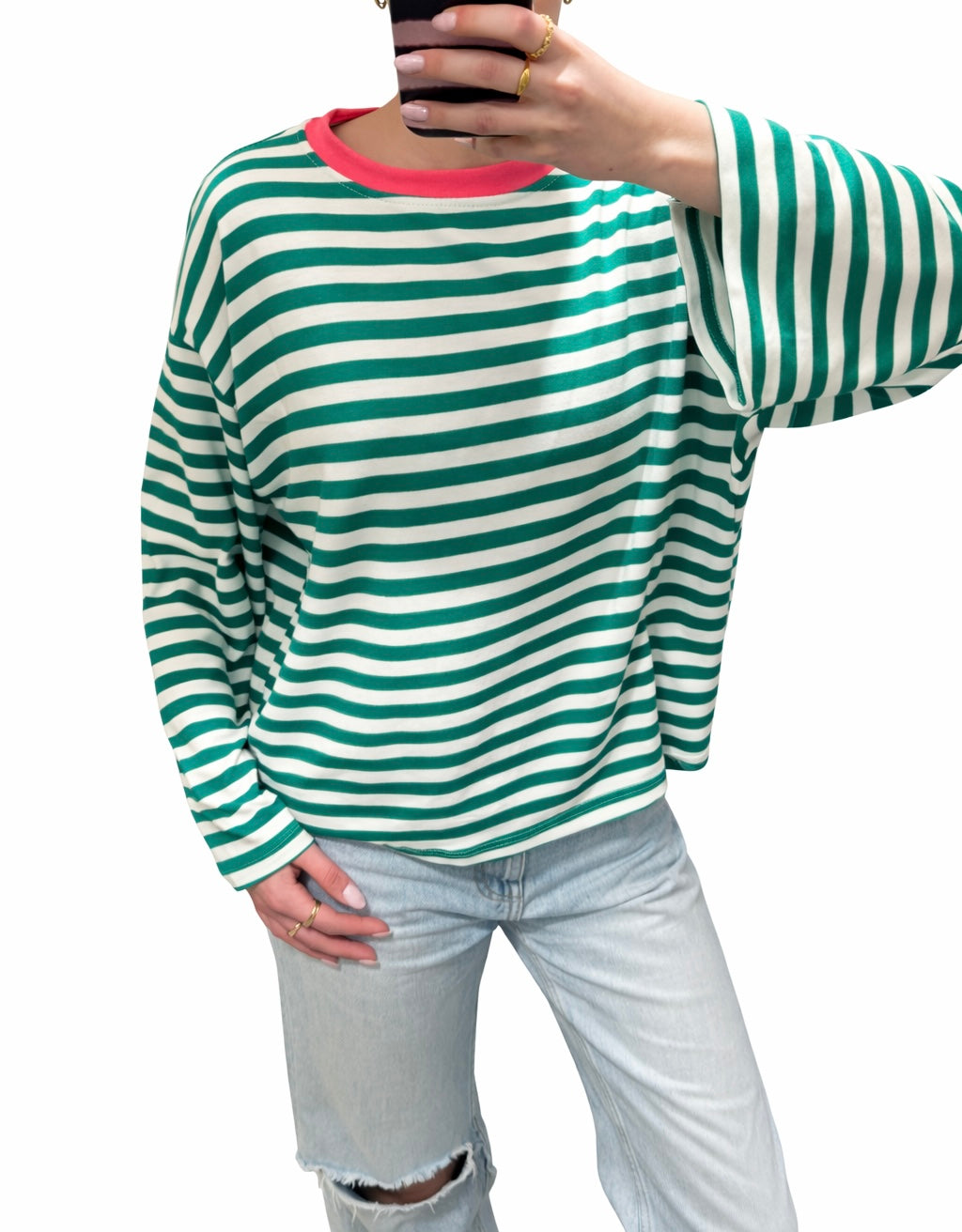 Lisa stripe longsleeve groen/wit