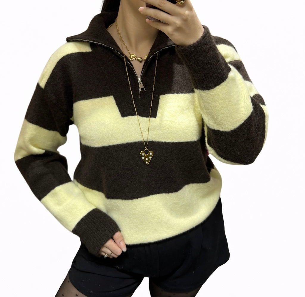 Fenna trui bruin/geel