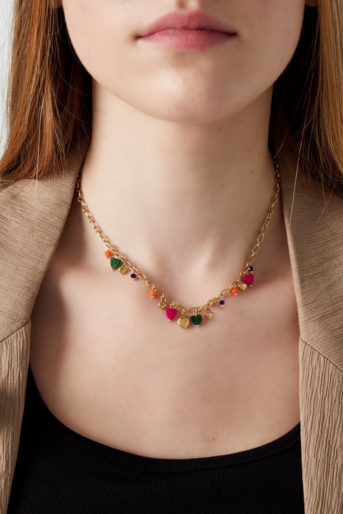 Ketting vibrant hearts goud