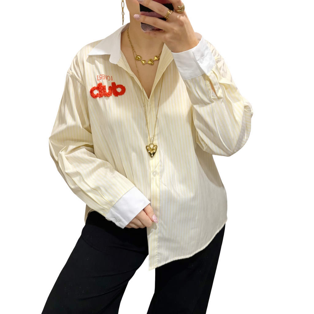 Mae geel/ wit blouse