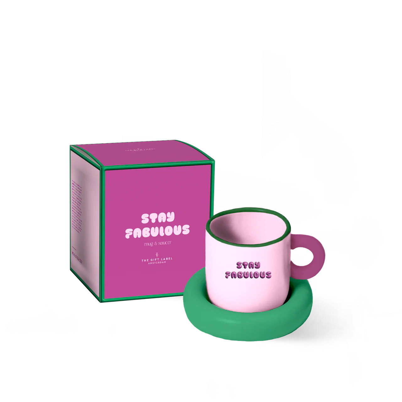 Mok met schotel roze