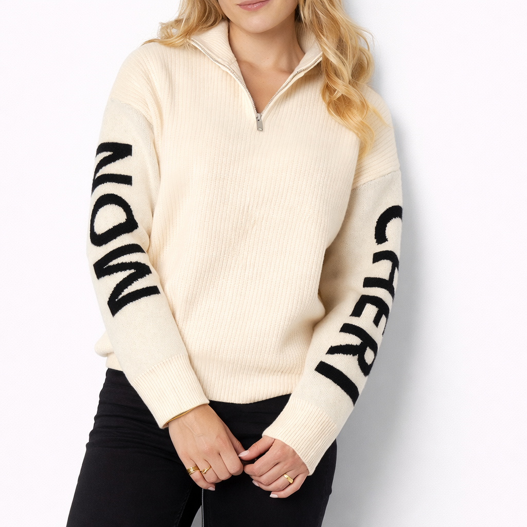 Mon cherry zipper beige