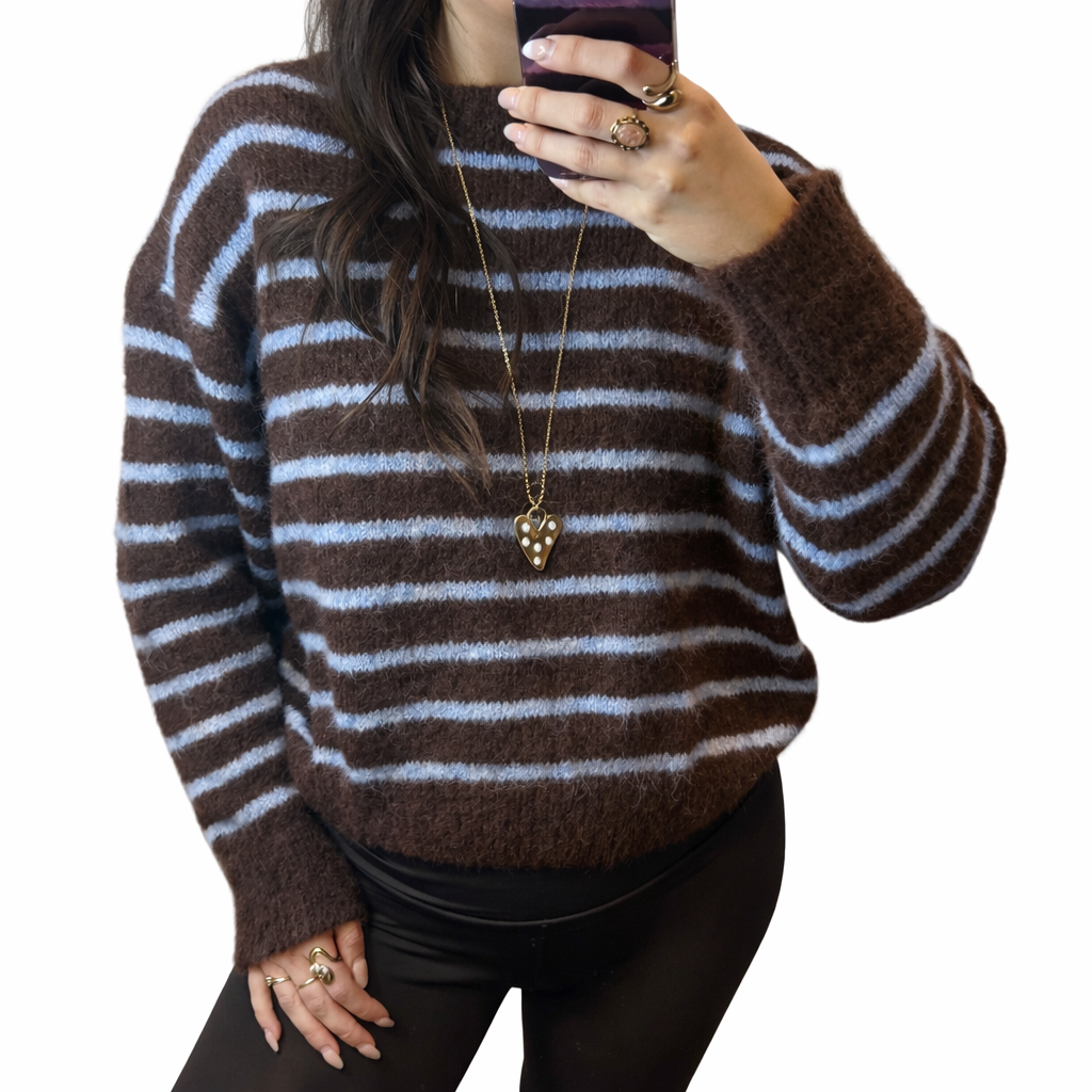 Lara sweater bruin/blauw