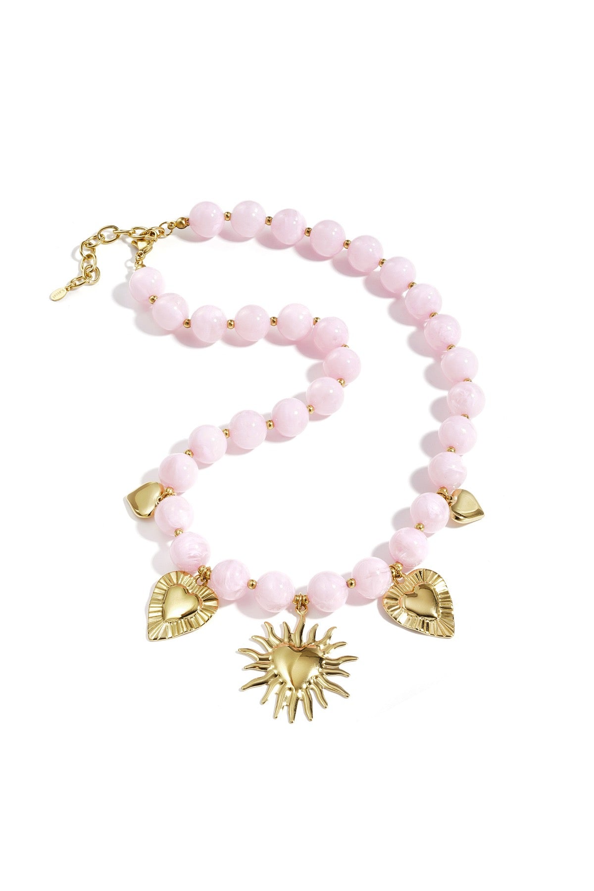 Roze kralenketting met bedels