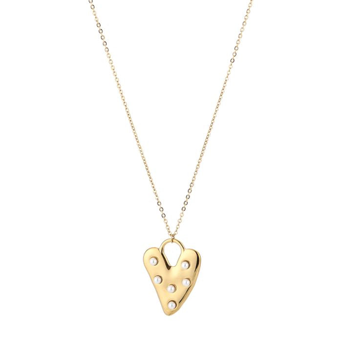 Ketting hart met parel lang