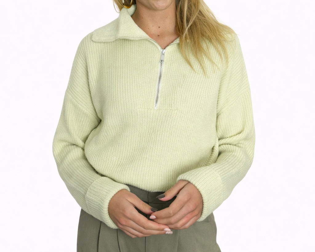 Noé zip trui crème