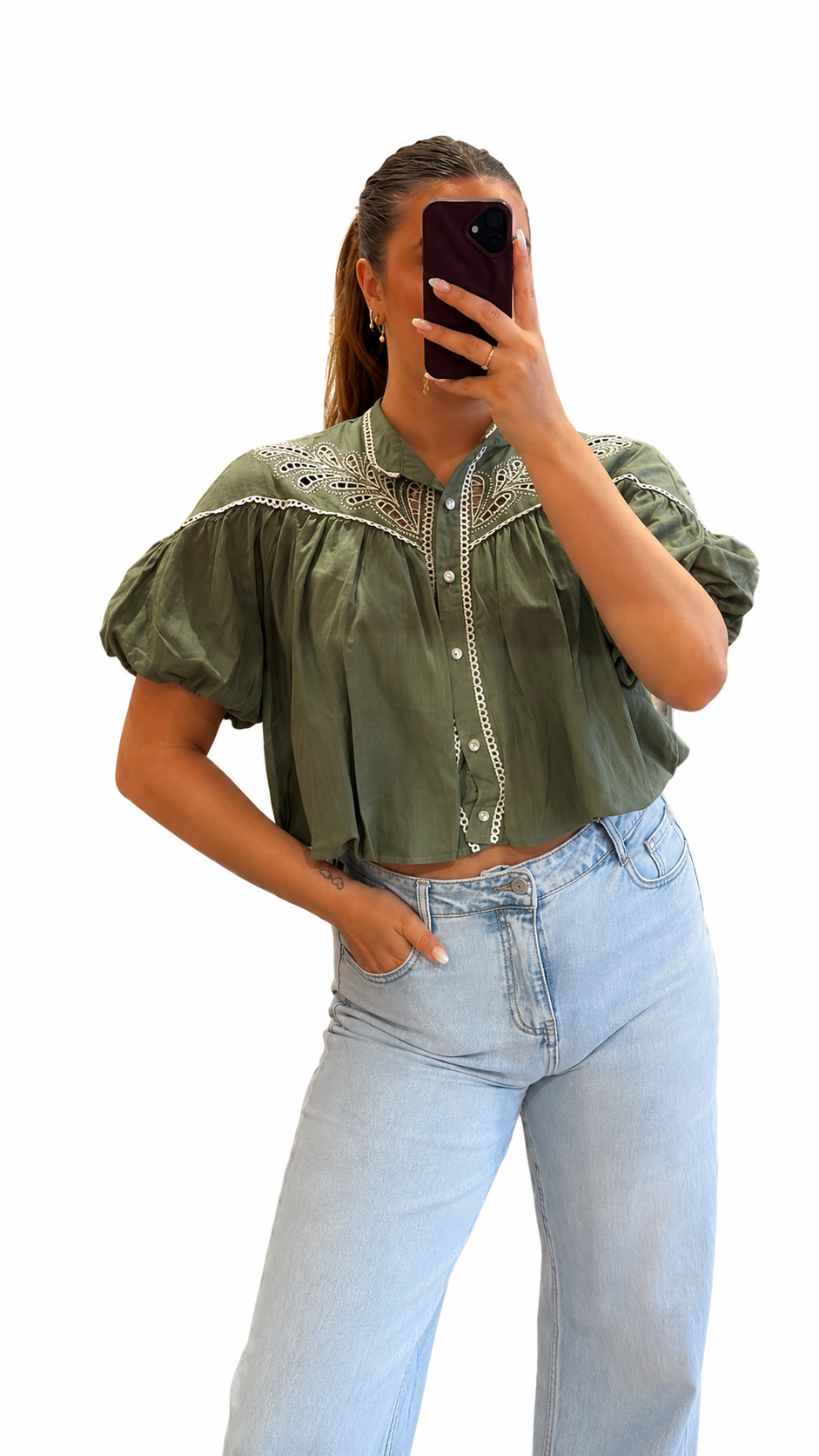 Donker groene blouse