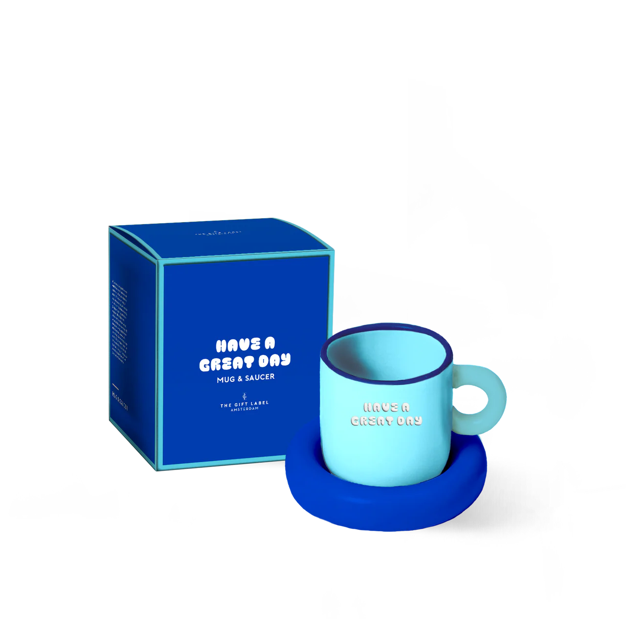 Mok met schotel blauw