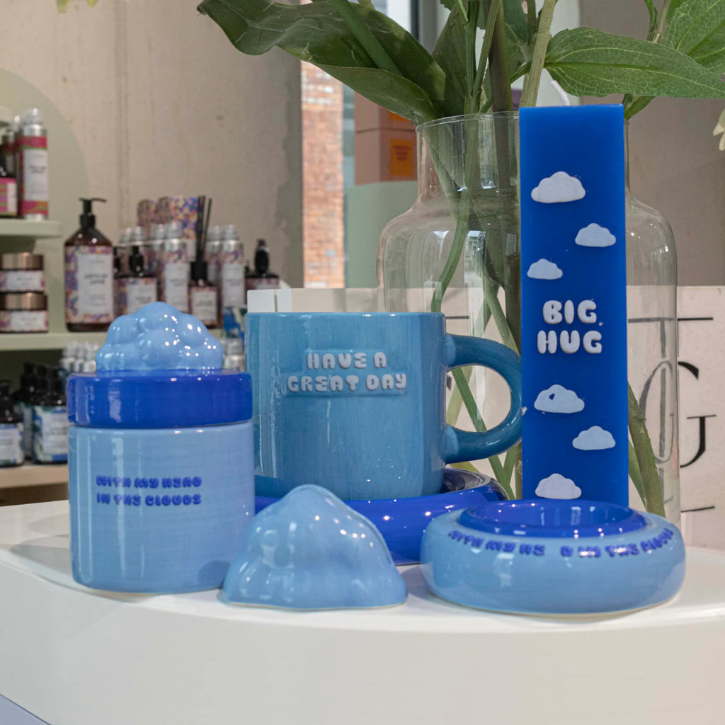 Mok met schotel blauw