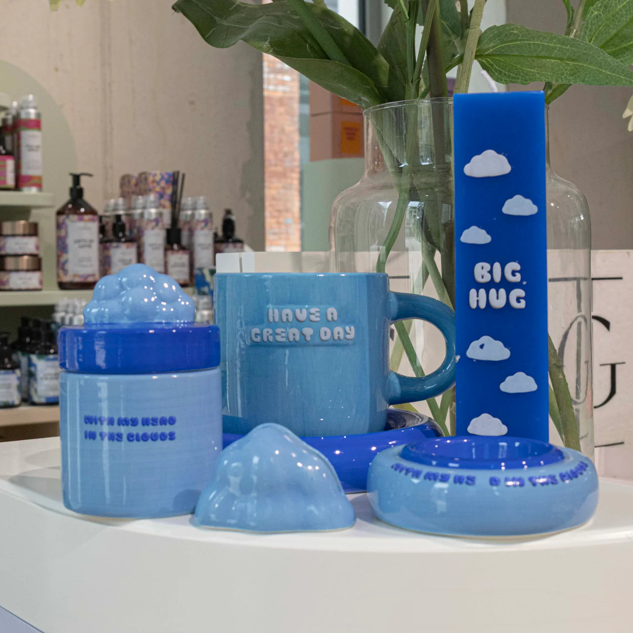 Mok met schotel blauw