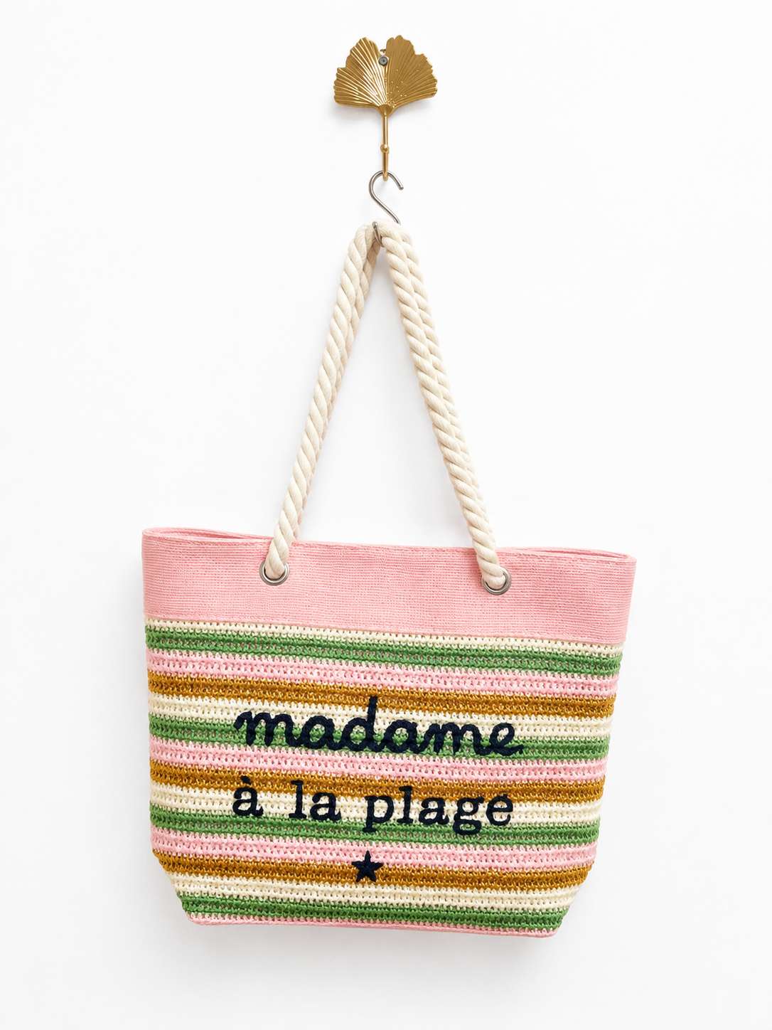 Beachbag madame a la plage roze groen
