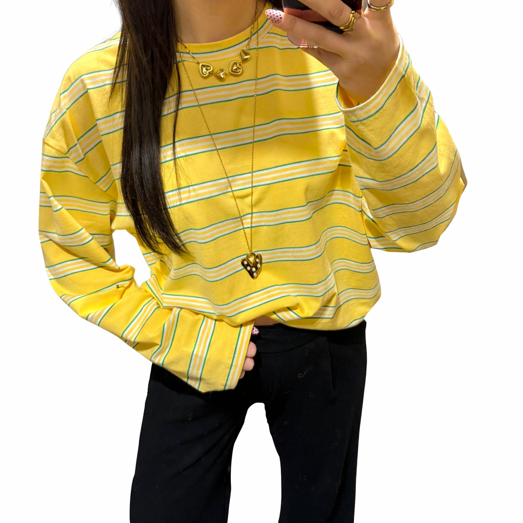 Liva top gestreept geel