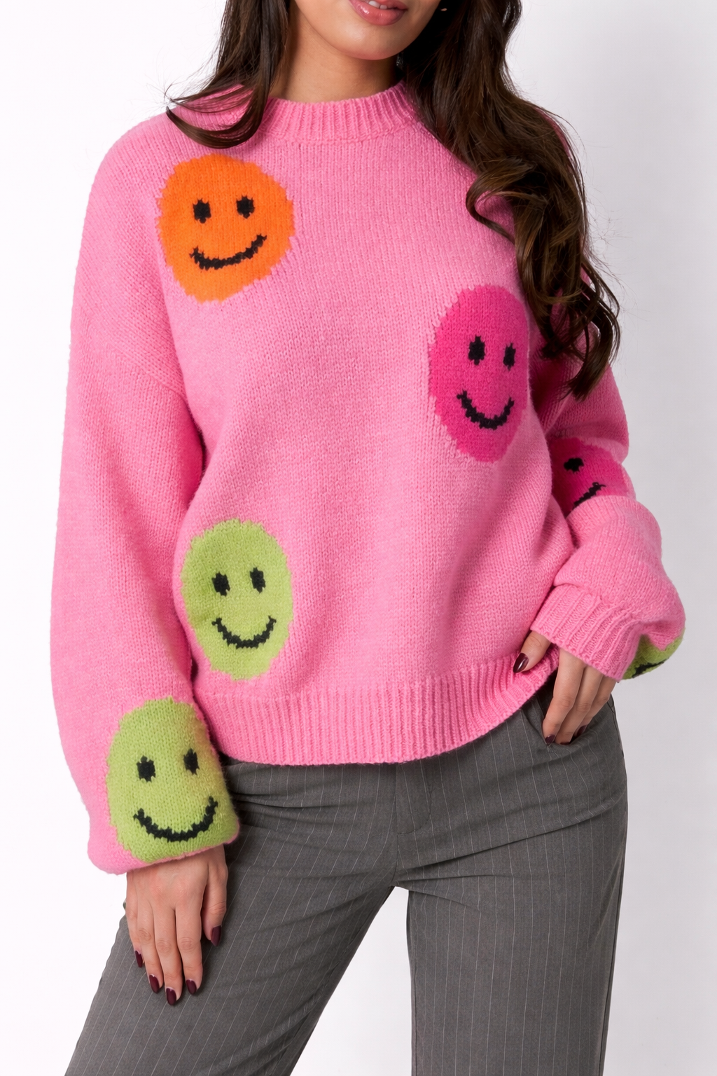 Smile trui donkerroze