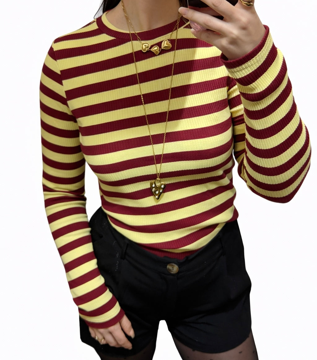 Novi gestreepte top rood/geel