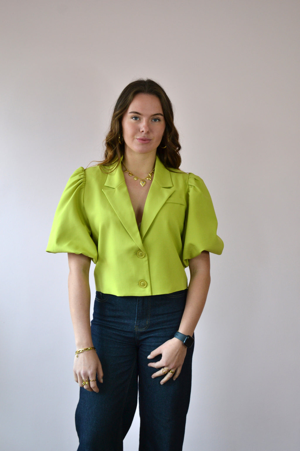 Blazer met korte pofmouw