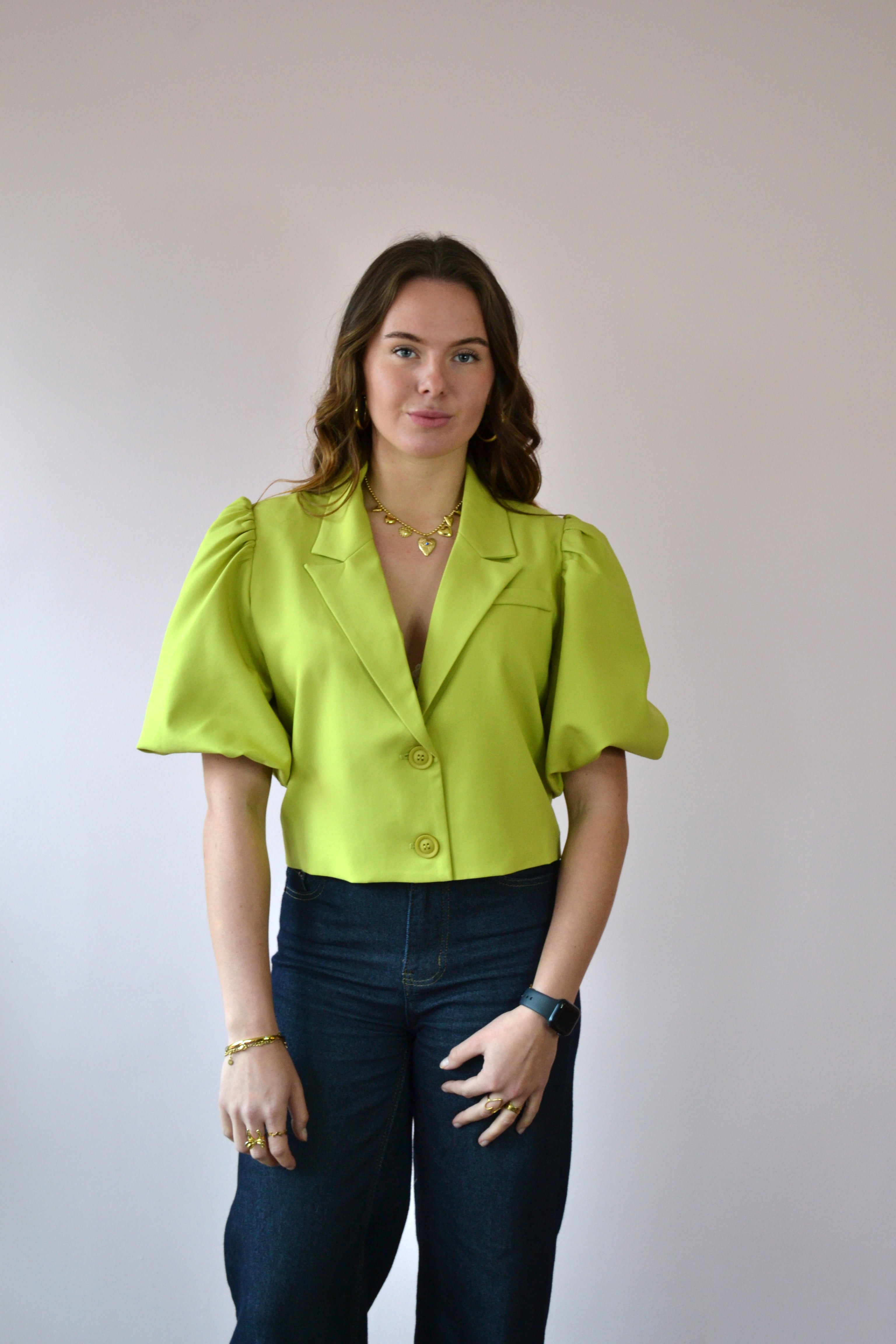 Blazer met korte pofmouw