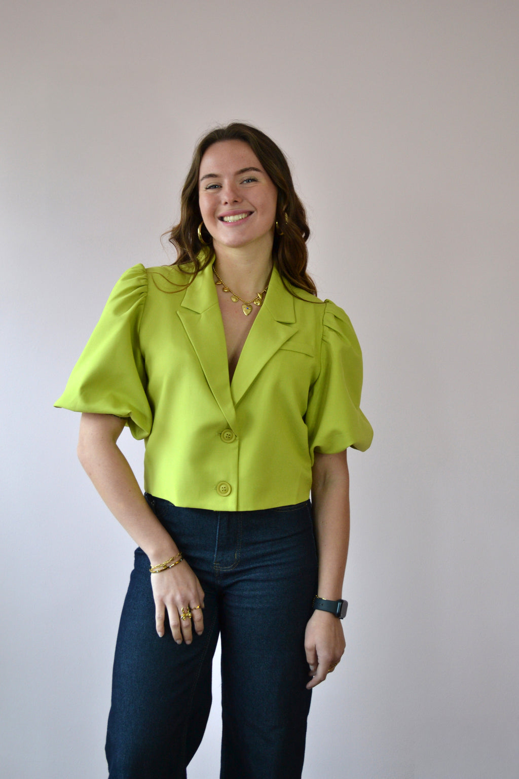 Blazer met korte pofmouw