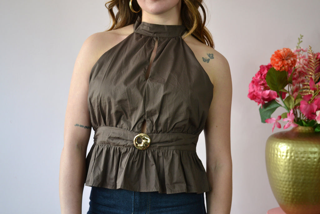 Haltertop met ceintuur