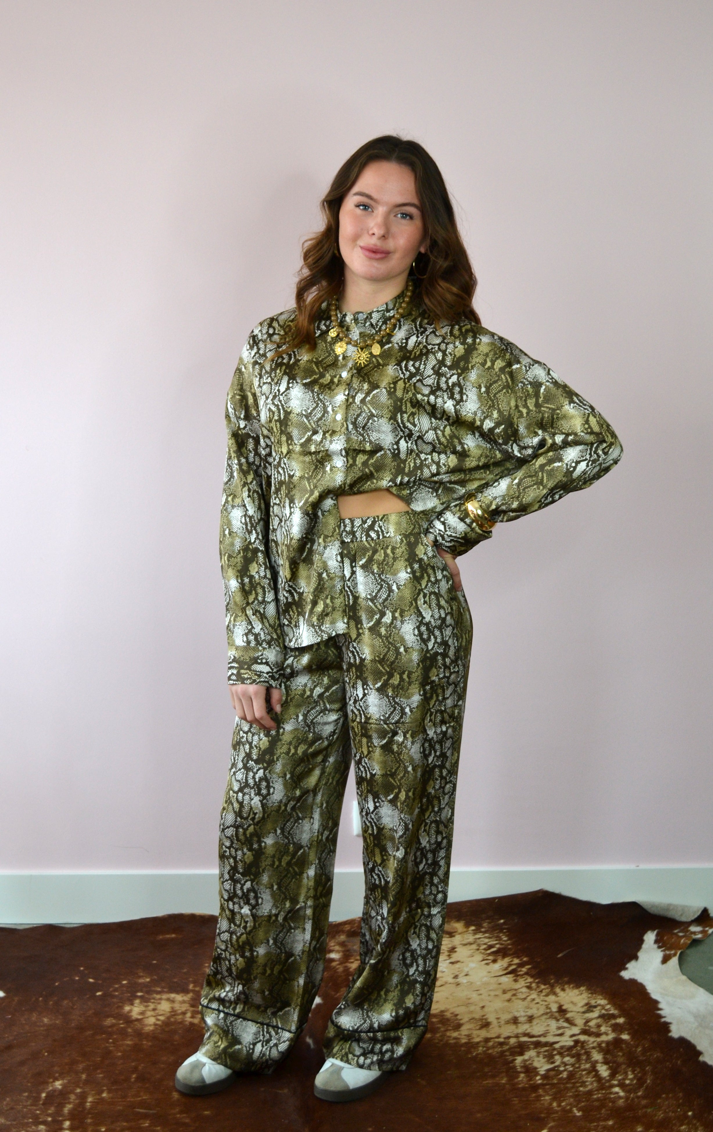 Slangenprint pantalon jogger