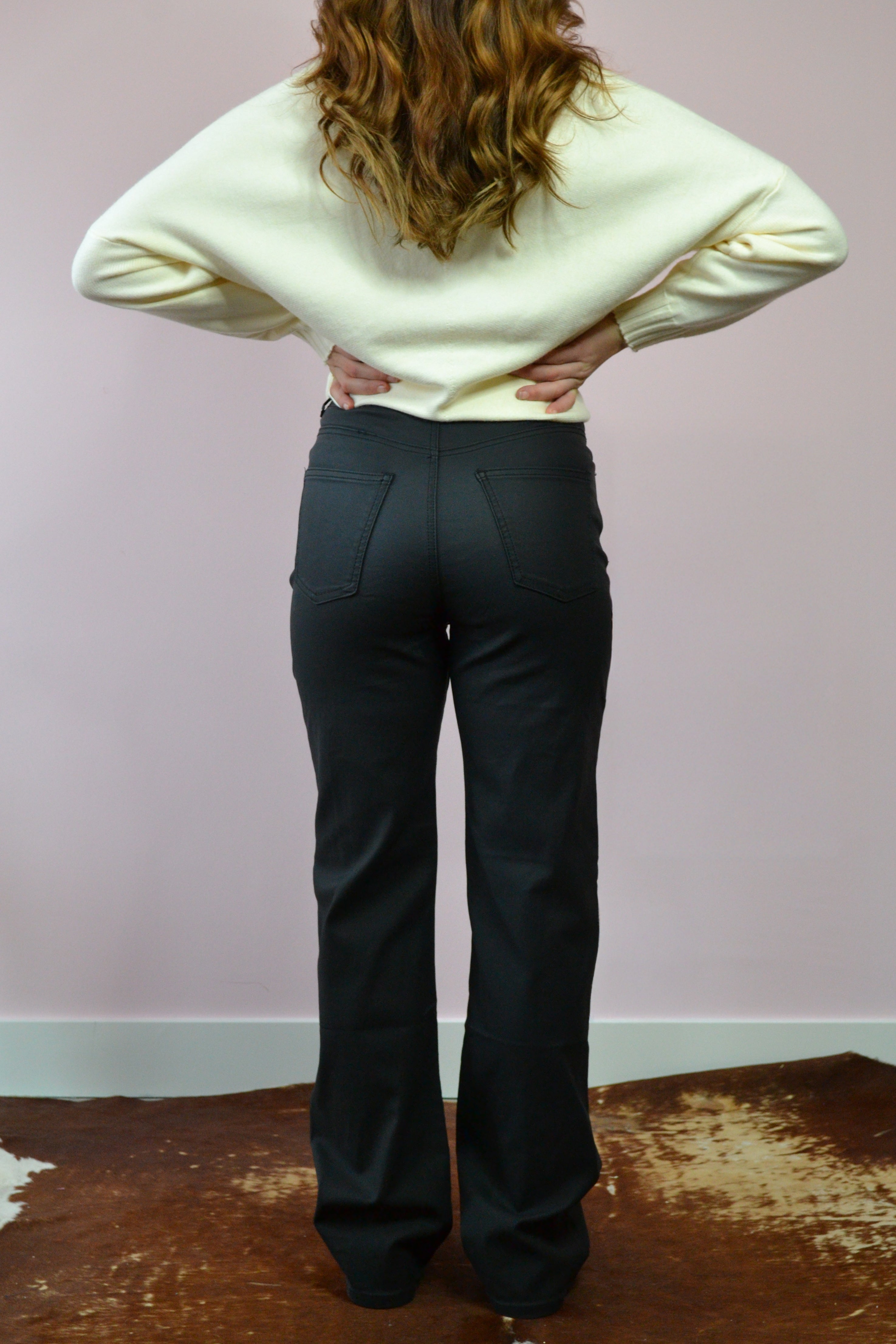 Straight leg broek met coating