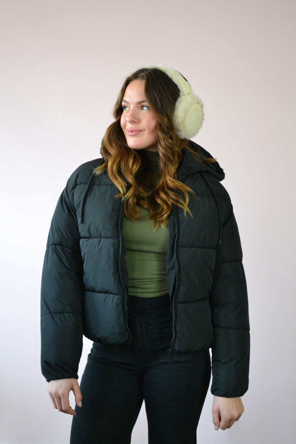 Puffer jas met capuchon