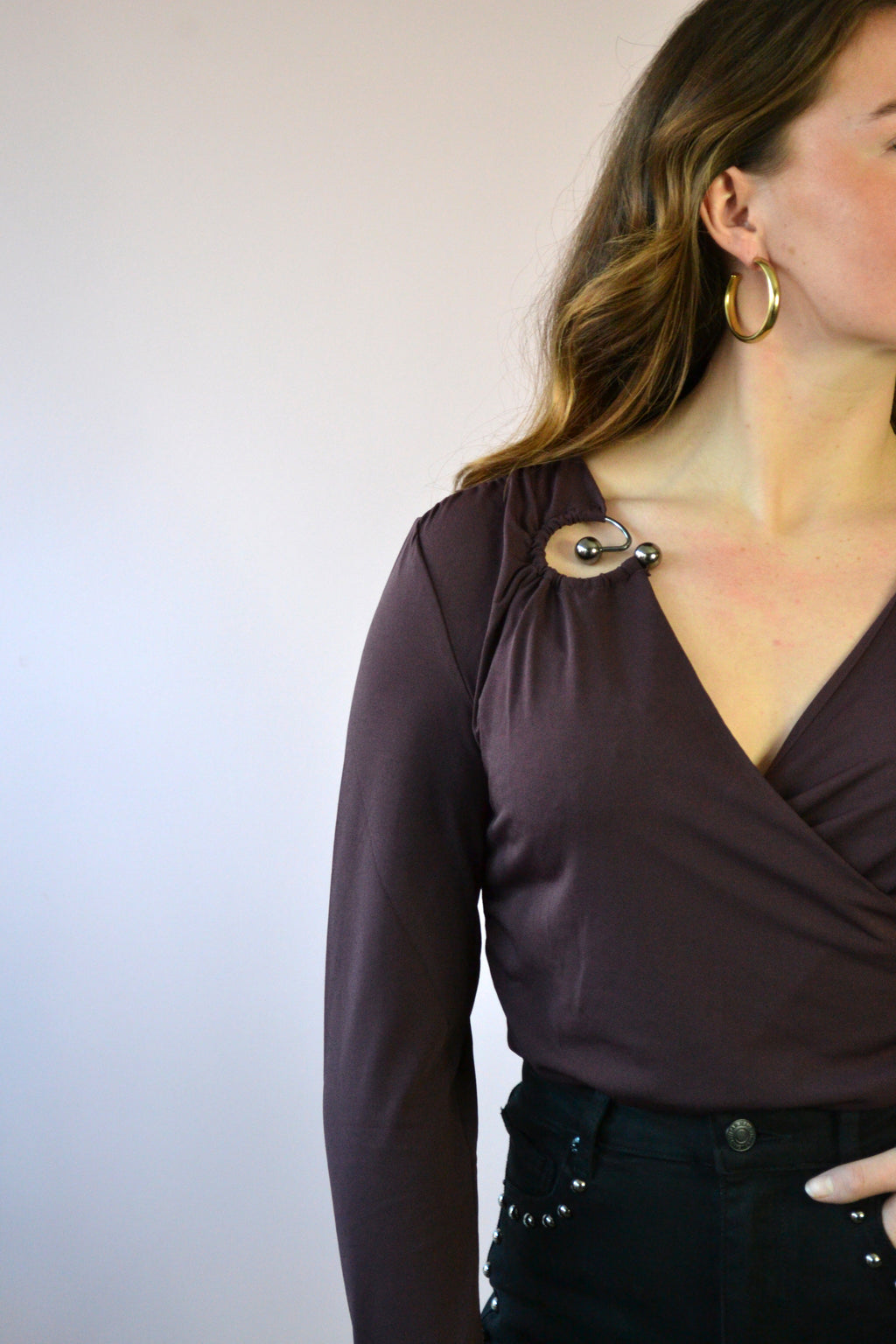 V-hals top met detail