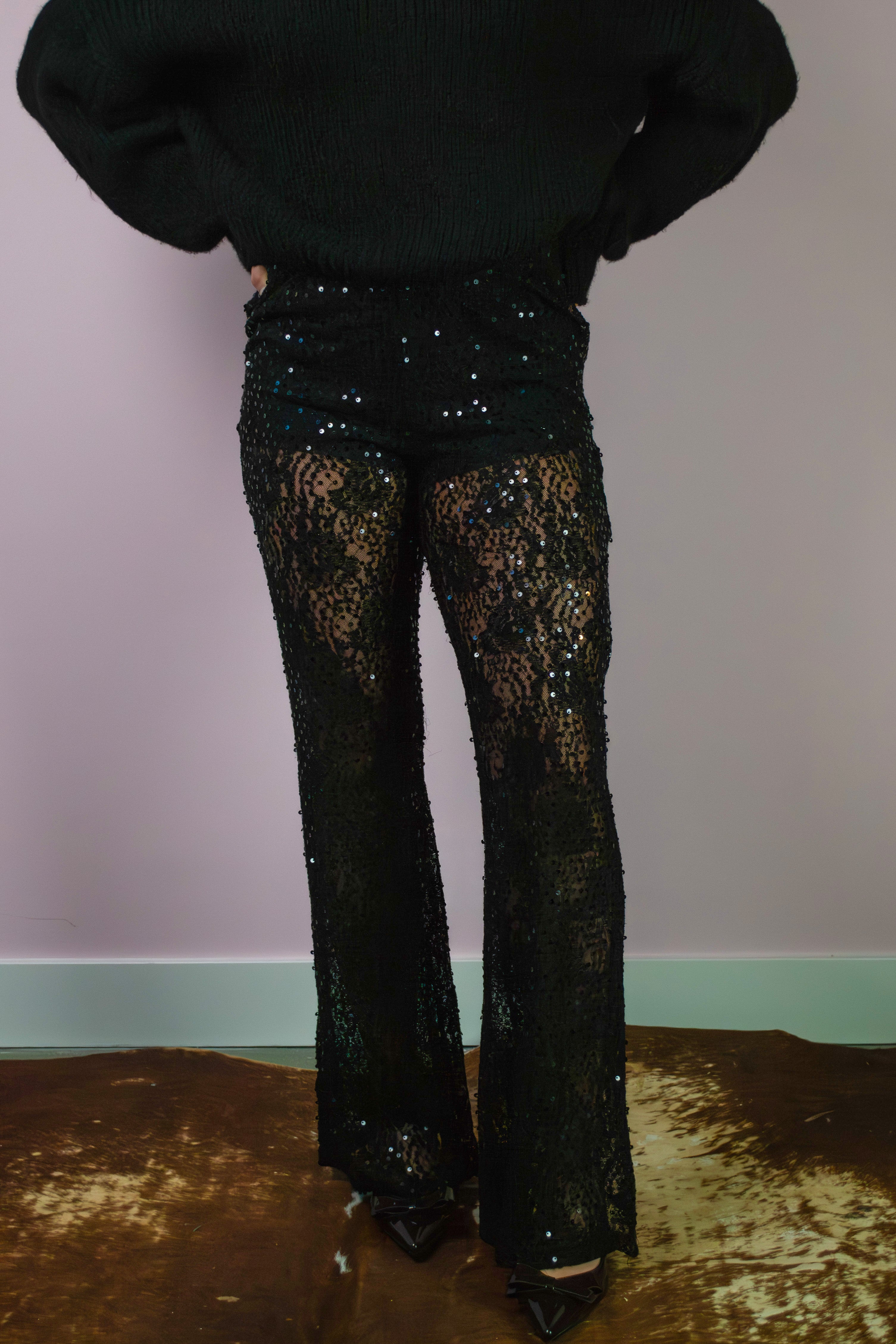 Kanten pailletten broek