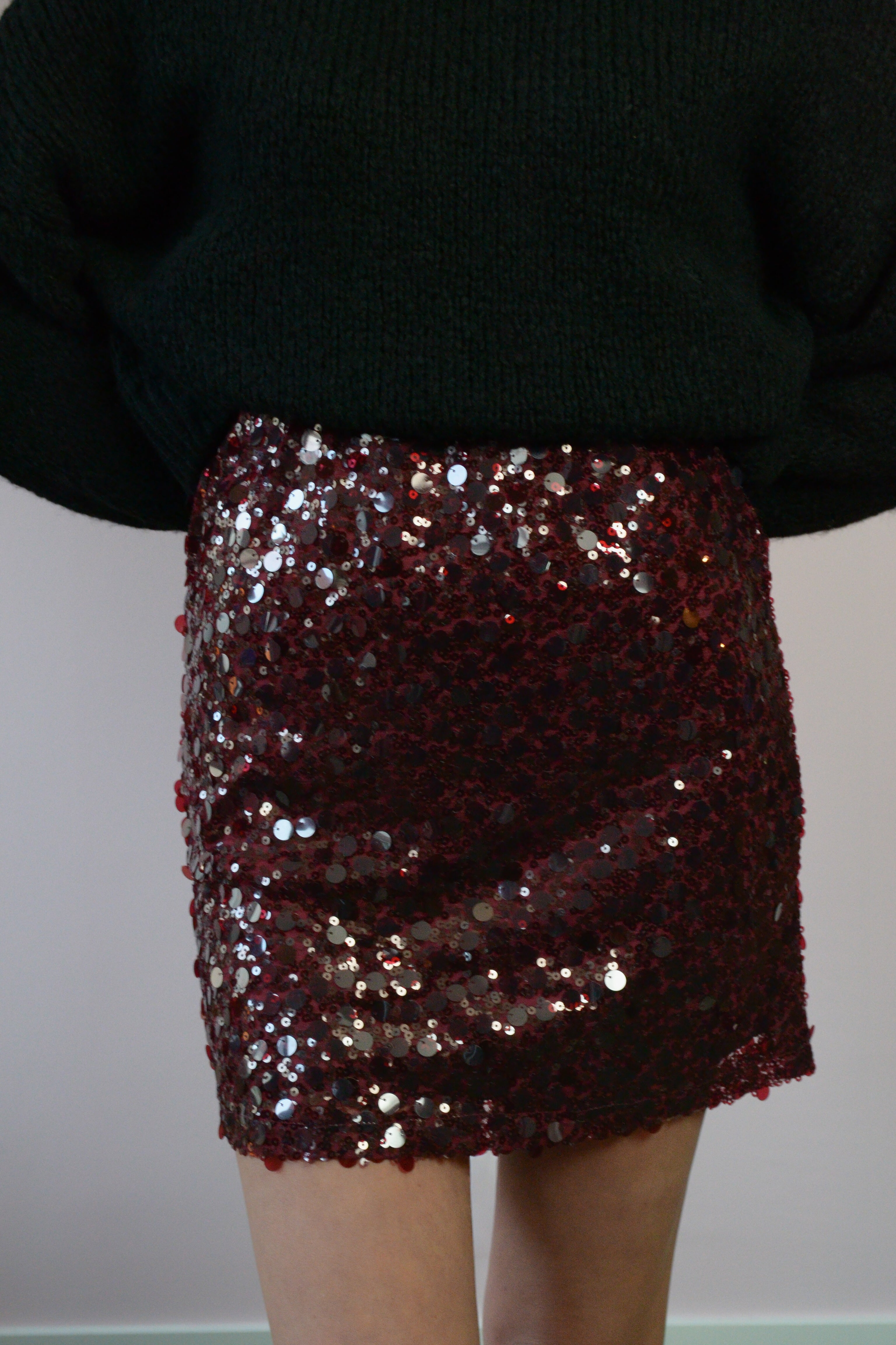 Bordeaux glitter rok