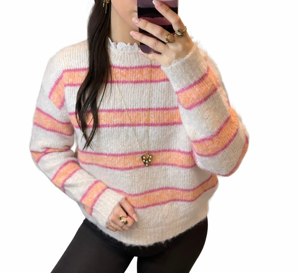 Lott sweater oranje/roze