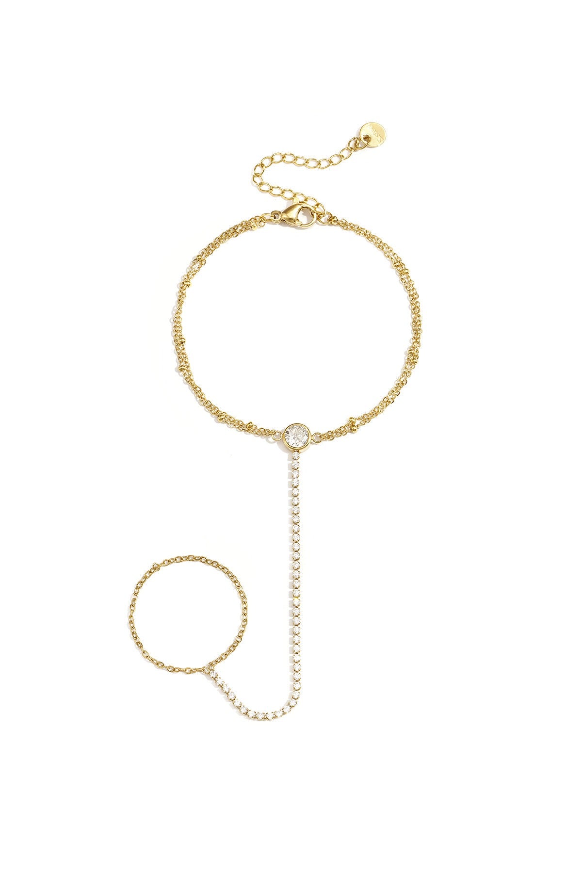 Handchain steentjes goud