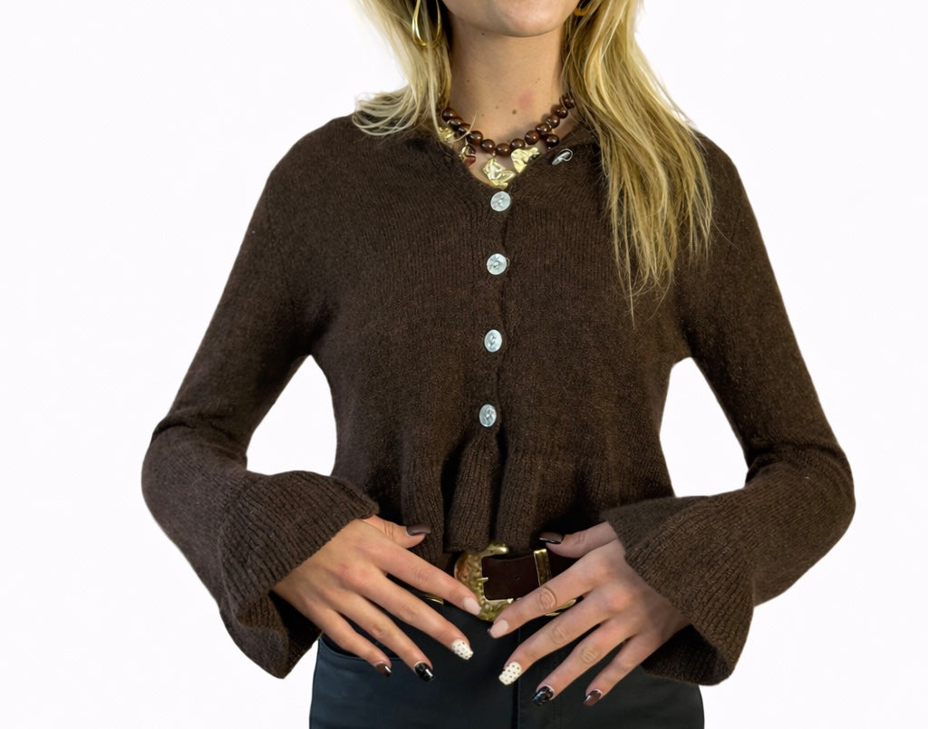 Amelia Zachte bruine vest met mouwtjes