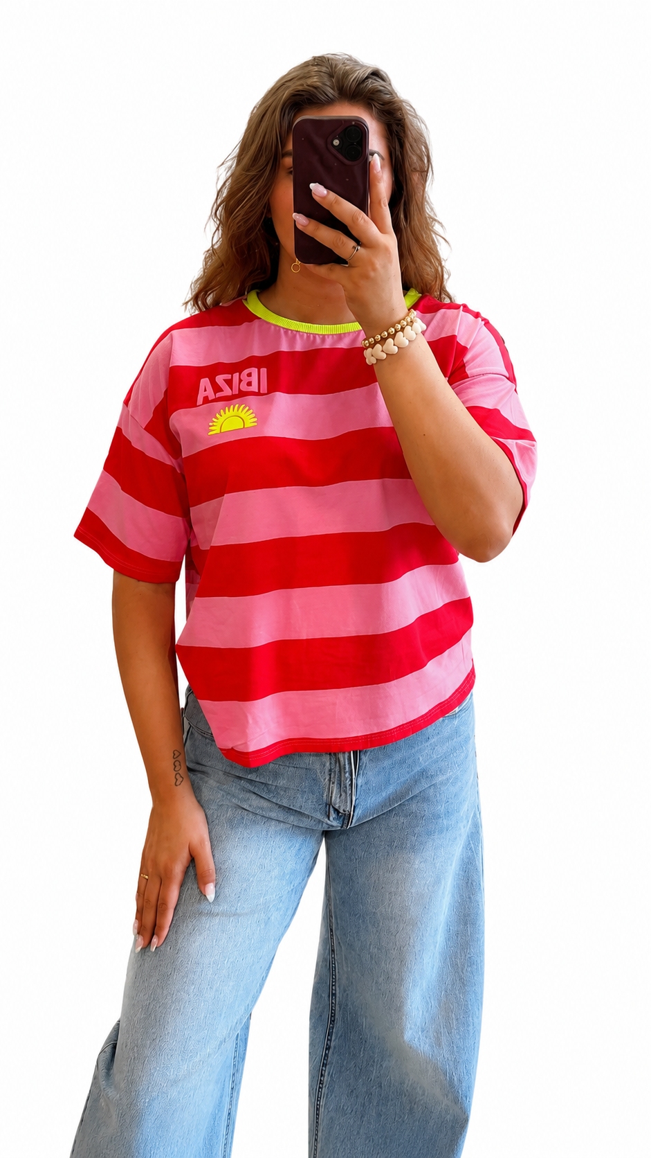 Ibiza shirt rood roze geel