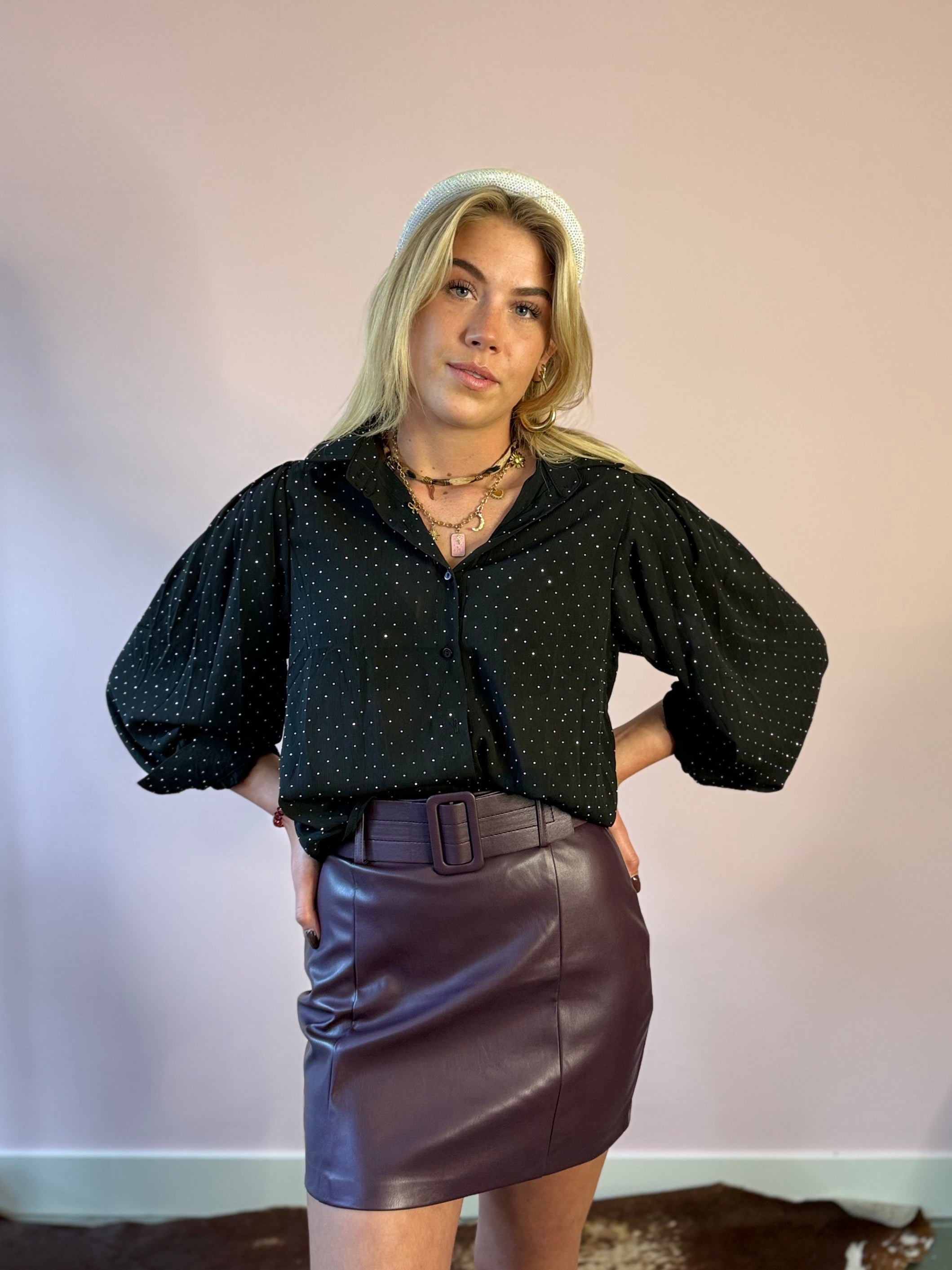 Blouse met strass steentjes